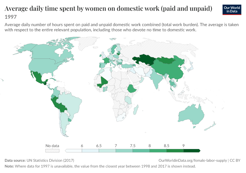 A thumbnail of the "Average daily time spent by women on domestic work (paid and unpaid)" chart