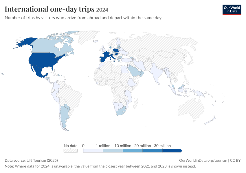 A thumbnail of the "International one-day trips" chart