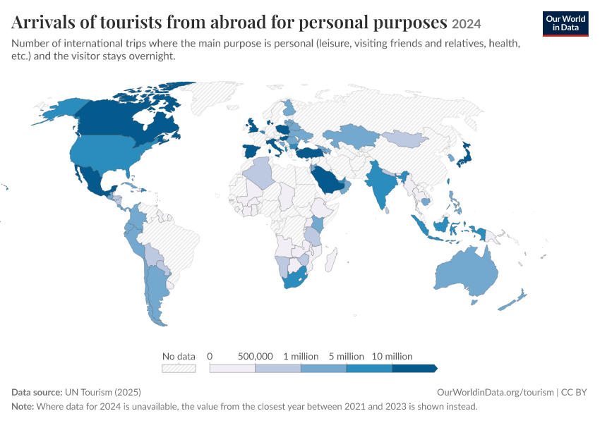 A thumbnail of the "Arrivals of tourists from abroad for personal purposes" chart