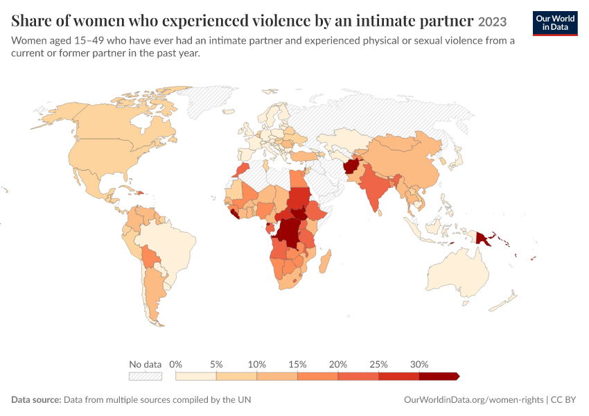 A thumbnail of the "Share of women who experienced  violence by an intimate partner" chart